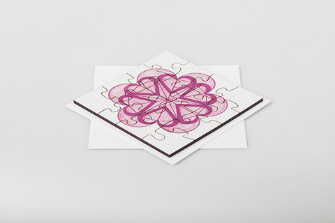 Herzgeometrie Holz-Puzzle (mit Klappkarte und Kuvert) - 