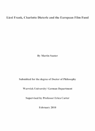 Liesl Frank, Charlotte Dieterle and the European Film Fund