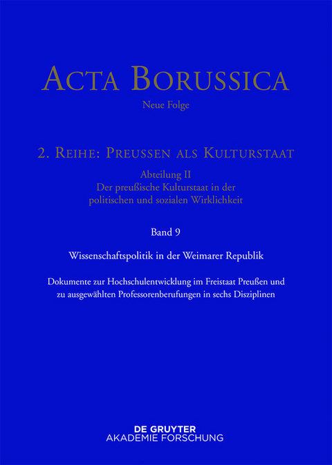 Wissenschaftspolitik in der Weimarer Republik - 