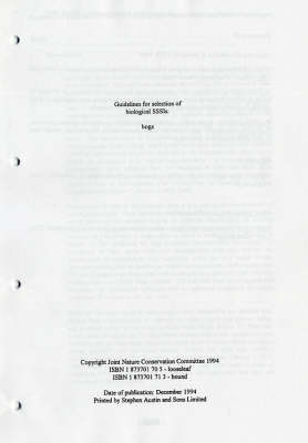 Guidelines for Selection of Biological SSSIs: Bogs (Looseleaf)