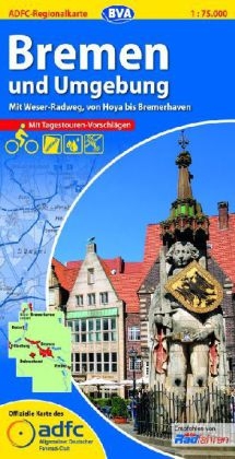 ADFC-Regionalkarte Bremen und Umgebung mit Tagestouren-Vorschlägen, 1:75.000, reiß- und wetterfest, GPS-Tracks Download