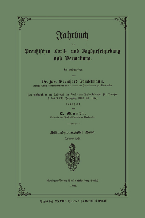 Jahrbuch der Preu&szlig;ischen Forst- und Jagdgesetzgebung und Verwaltung - 