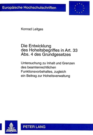 Die Entwicklung des Hoheitsbegriffes in Art. 33 Abs. 4 des Grundgesetzes