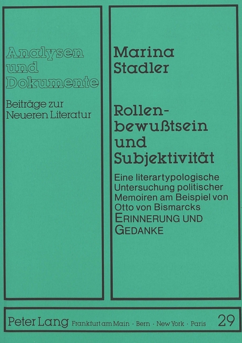 Rollenbewu&szlig;tsein und Subjektivit&auml;t - Marina Stadler