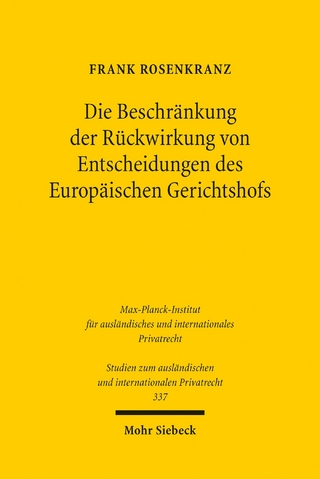 Die Beschränkung der Rückwirkung von Entscheidungen des Europäischen Gerichtshofs