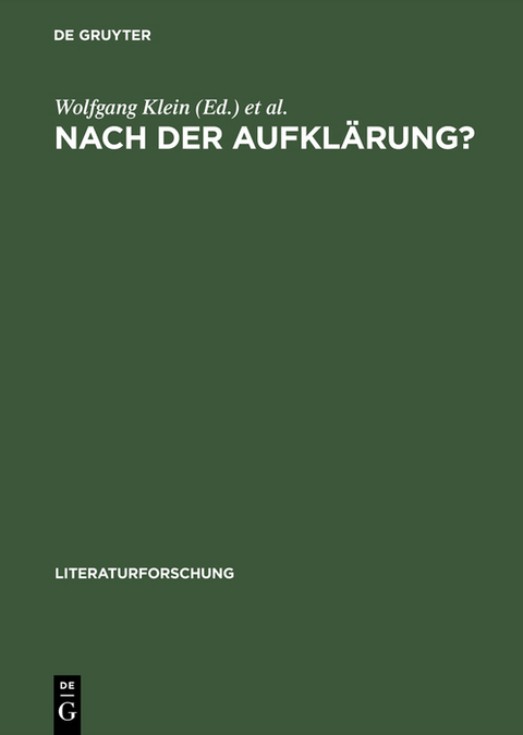 Nach der Aufkl&auml;rung? - 