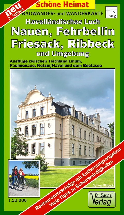 Radwander- und Wanderkarte Havell&auml;ndisches Luch, Nauen, Fehrbellin, Friesack, Ribbeck und Umgebung