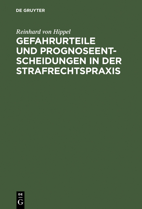 Gefahrurteile und Prognoseentscheidungen in der Strafrechtspraxis - Reinhard von Hippel