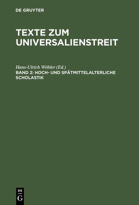 Hoch- und sp&auml;tmittelalterliche Scholastik - 