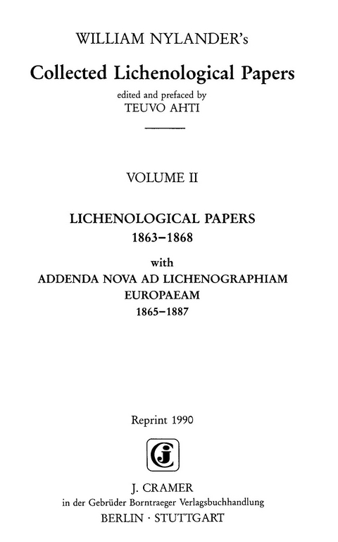 Collected Lichenological Papers - William Nylander