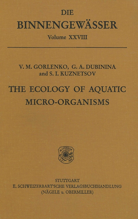 The ecology of aquatic micro-organisms - V M Gorlenko, G A Dubinina, S I Kuznetsov