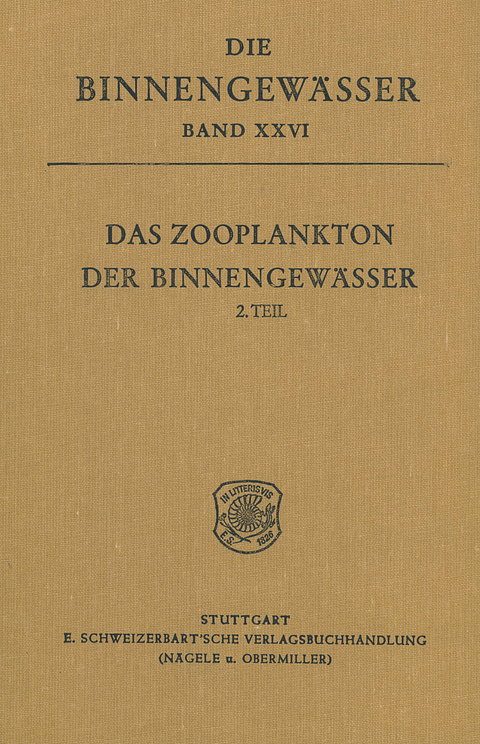 Das Zooplankton der Binnengew&auml;sser / Freilebende Copepoda. - Fryer, Geoffrey: Free-Living Stages of Freshwater Parasitic Copepoda - Friedrich Kiefer