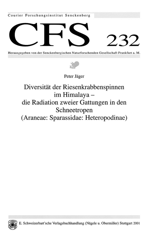 Diversit&auml;t der Riesenkrabbenspinnen im Himalaya - Peter J&auml;ger