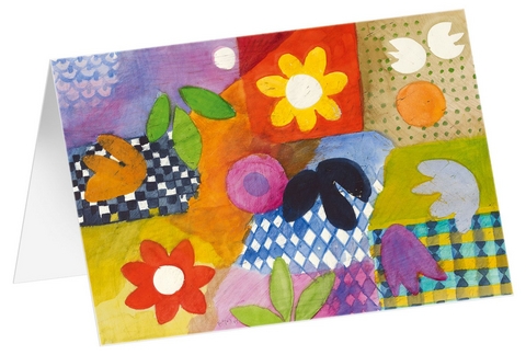 Blumenspiel 1 - Kunst-Faltkarten ohne Text (5 St&uuml;ck) - 