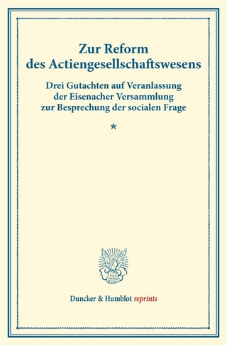 Zur Reform des Actiengesellschaftswesens.