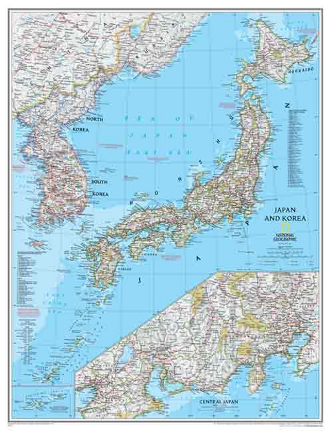 Japan And Korea Flat - National Geographic Maps