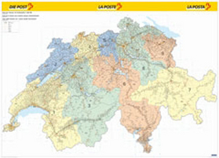 Schweiz Postleitzahlenkarte Poster