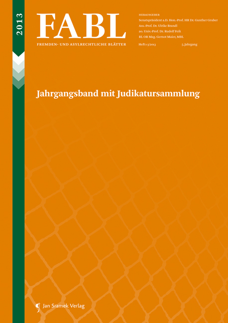 FABL Jahrgangsband mit Judikatursammlung 2013 - 