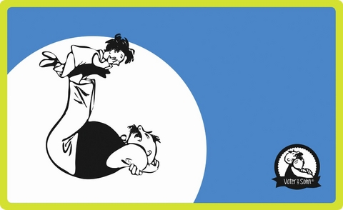 Vater und Sohn Fr&uuml;hst&uuml;cksbrettchen blau - E. O. Plauen