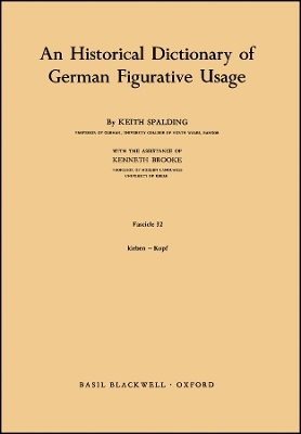 An Historical Dictionary of German Figurative Usage, Fascicle 32