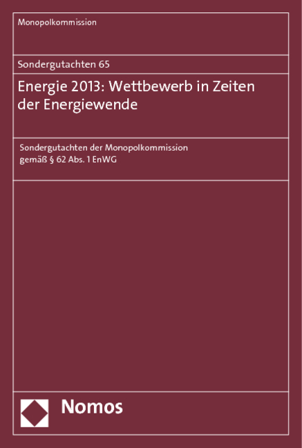 Sondergutachten 65: Energie 2013: Wettbewerb in Zeiten der Energiewende -  Monopolkommission