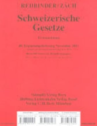 Schweizerische Gesetze - Manfred Rehbinder, Roger Z&auml;ch