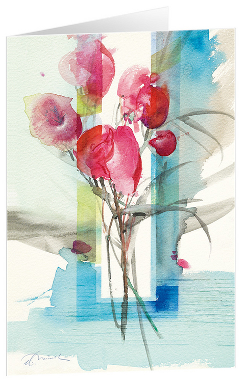 F&uuml;nf Rosen - Kunst-Faltkarten ohne Text (5 St&uuml;ck) - 