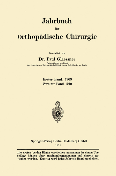 Jahrbuch f&uuml;r orthop&auml;dische Chirurgie - Paul Glaessner