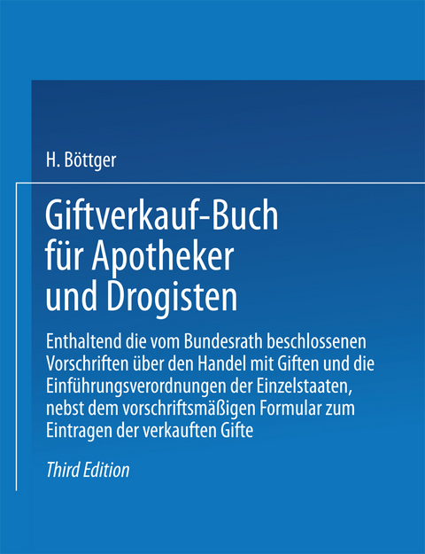Giftverkauf-Buch f&uuml;r Apotheker und Drogisten - Hermann B&ouml;ttger