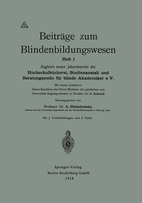 Beitr&auml;ge zum Blindenbildungswesen - Alfred Bielschowsky