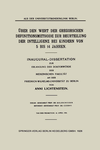 Über den Wert der Gregorschen Definitionsmethode zur Beurteilung der Intelligenz bei Kindern von 5 Bis 14 Jahren