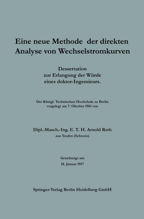 Eine neue Methode der direkten Analyse von Wechselstromkurven - E. T. H. Arnold Roth