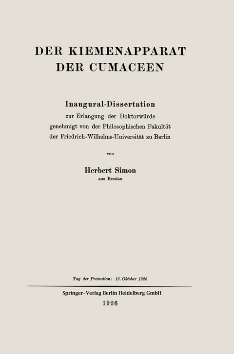 Der Kiemenapparat der Cumaceen - Herbert Simon