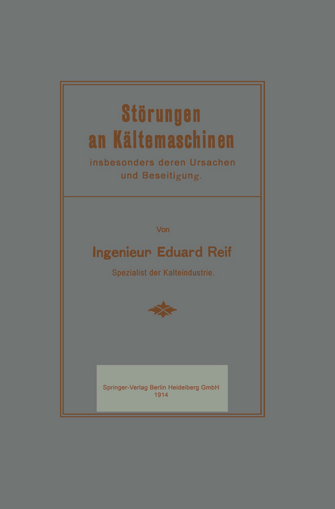 St&ouml;rungen an K&auml;ltemaschinen - Eduard Reif