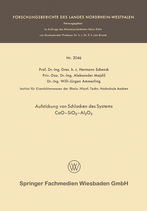 Aufstickung von Schlacken des Systems CaO&mdash;SiO2&mdash;Al2O3 - Hermann Rudolf Schenck