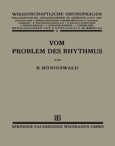Vom Problem des Rhythmus - Richard H&ouml;nigswald