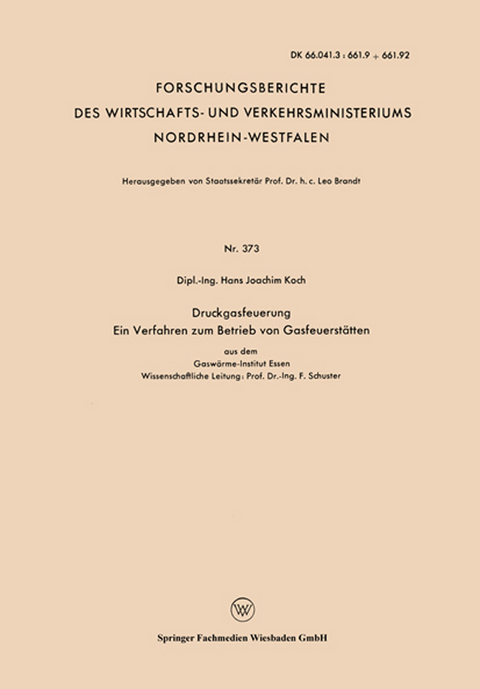 Druckgasfeuerung Ein Verfahren zum Betrieb von Gasfeuerst&auml;tten - Hans Joachim Koch