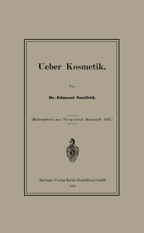 Ueber Kosmetik - Edmund Saalfeld