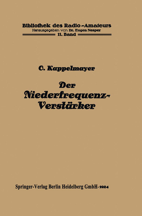Der Niederfrequenz-Verst&auml;rker - Otto Kappelmayer