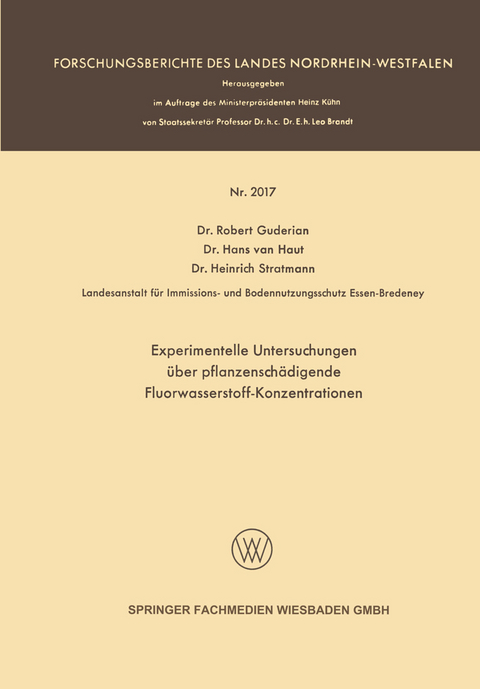 Experimentelle Untersuchungen &uuml;ber pflanzensch&auml;digende Fluorwasserstoff-Konzentrationen - Robert Guderian