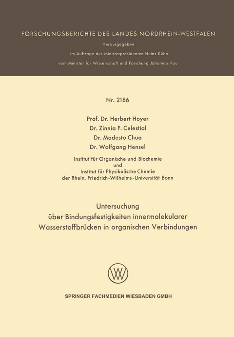 Untersuchung &uuml;ber Bindungsfestigkeiten innermolekularer Wasserstoffbr&uuml;cken in organischen Verbindungen - Herbert Hoyer, Zinnia F. Celestial, Wolfgang Hensel, Modesto Chua
