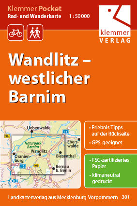 Klemmer Pocket Rad- und Wanderkarte Wandlitz &ndash; westlicher Barnim - 