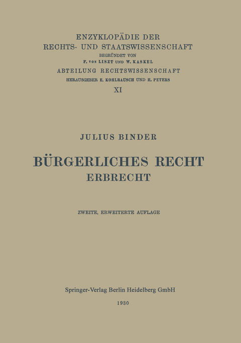 B&uuml;rgerliches Recht - Julius Binder