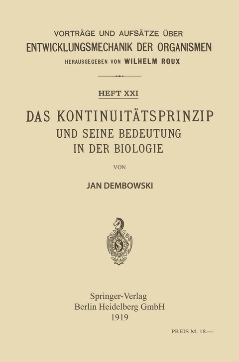 Das Kontinuit&auml;tsprinzip und seine Bedeutung in der Biologie - Jan Dembowski