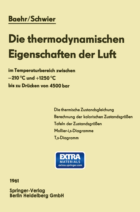 Die thermodynamischen Eigenschaften der Luft - Hans Dieter Baehr, Klaus Schwier