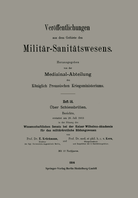 &Uuml;ber Schiessbrillen - Emil Kr&uuml;ckmann, Berthold Von Kern