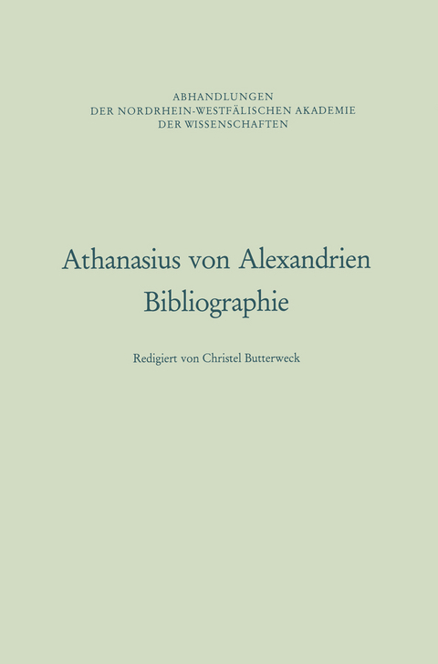 Athanasius von Alexandrien - Christel Butterweck