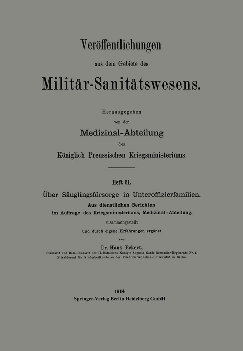 &Uuml;ber S&auml;uglingsf&uuml;rsorge in Unteroffizierfamilien - Hans Eckert