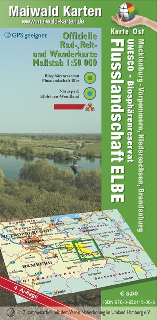 Elbetal Ost = Offizielle Rad-, Reit u. Wanderkarte - UNESCO - Biosphärenreservat Flusslandschaft Elbe - Karte Ost