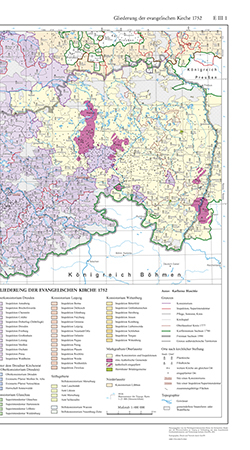 Gliederung der evangelischen Kirche um 1752 1:400 000 mit Beiheft (E III 1)